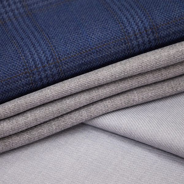 a close up of a blue and grey fabric